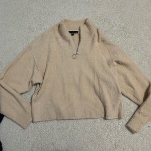 Beige Quarter-Zip Women's Sweater